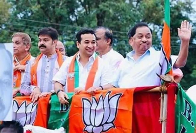 Nitesh Narayan Rane campaigning along with his father during the 2019 Maharashtra assembly elections