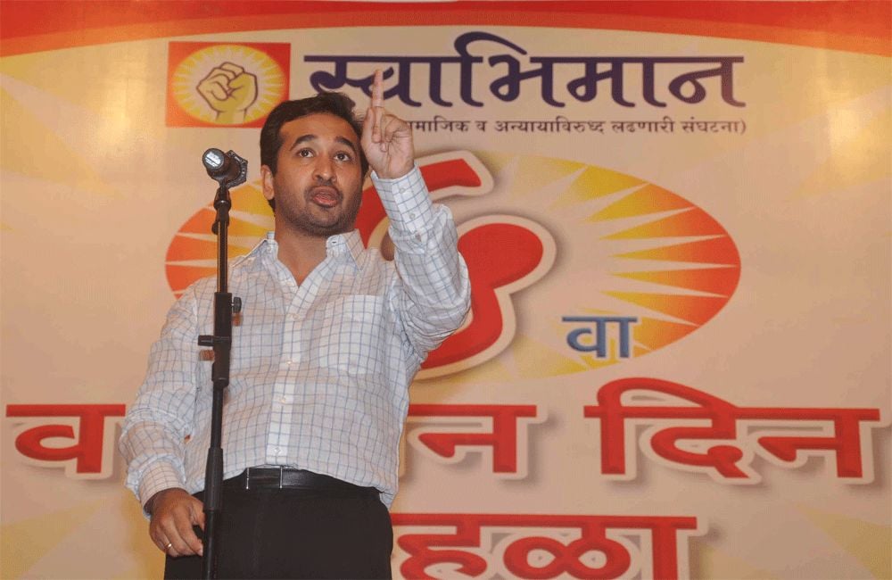 Nitesh Narayan Rane addressing an event at Swabhiman Sanghatana