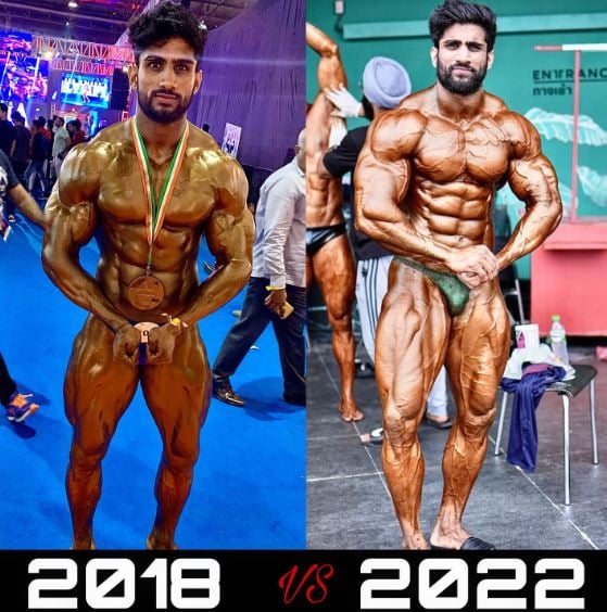 Nitin Chandila showing his growth after changing his diets