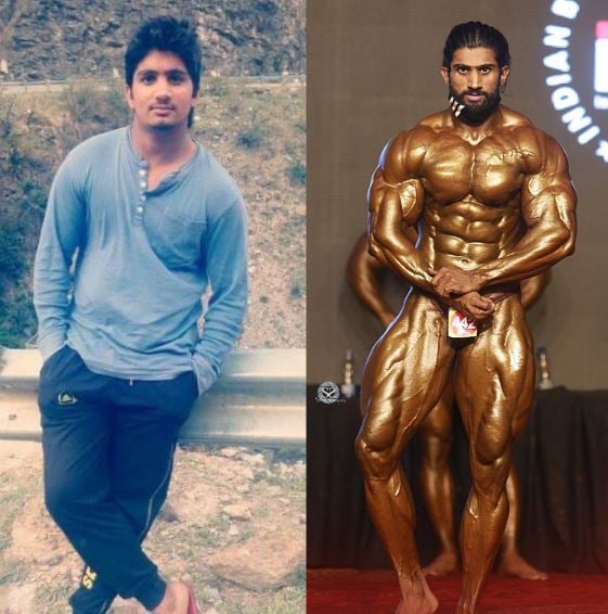 Nitin Chandila transformation from an amateur to a professional bodybuilder