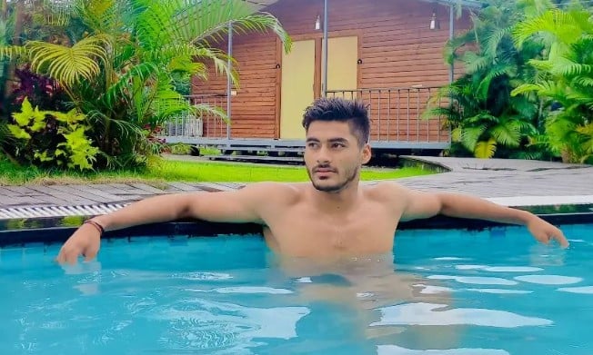 Nitin Kumar while enjoying swimming