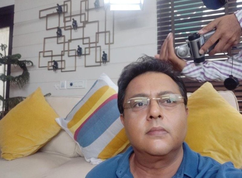 Nitesh Pandey during the shoot of an advertisement