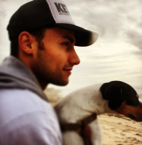 Nuno Jesus with his pet dog