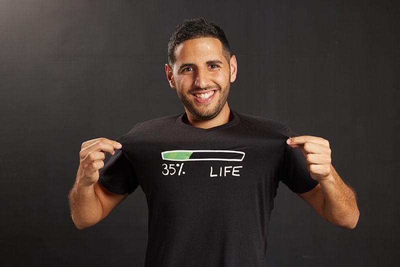 Nuseir Yassin wearing his unique t-shirt