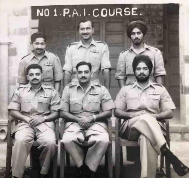O. P. Taneja (seated in the middle) while he was undergoing Pilot Attack Instructors Flight course of the IAF