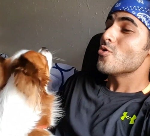 Omkar Kapoor with his pet dog