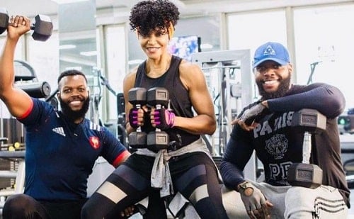 Oseloka Mbadiwe and Ozumba Mbadiwe at a gym