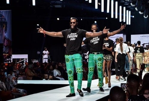 Oseloka Mbadiwe and Ozumba Mbadiwe in a fashion show