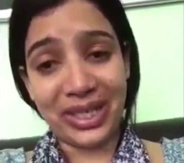 Oshin Sharma in a still from her viral video alleging assault by her husband
