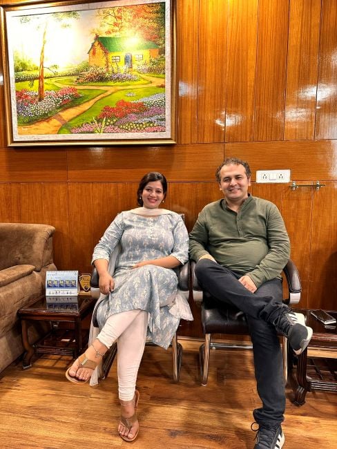 Oshin Sharma with Raj Malhotra at the Raj Malhotra IAS Institute