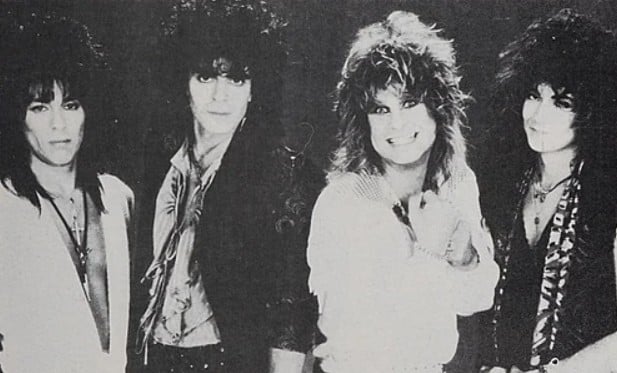 Ozzy Osbourne band in 1986. (L-R) Randy Castillo, Phil Soussan, Ozzy Osbourne, and Jake E. Lee