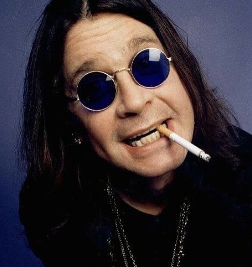 Ozzy Osbourne while smoking a cigarette