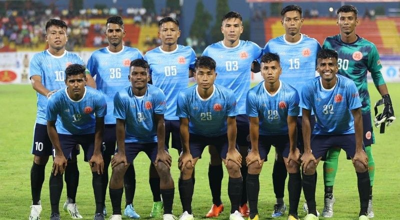 P Christopher Kamei (standing, extreme left) with his teammates