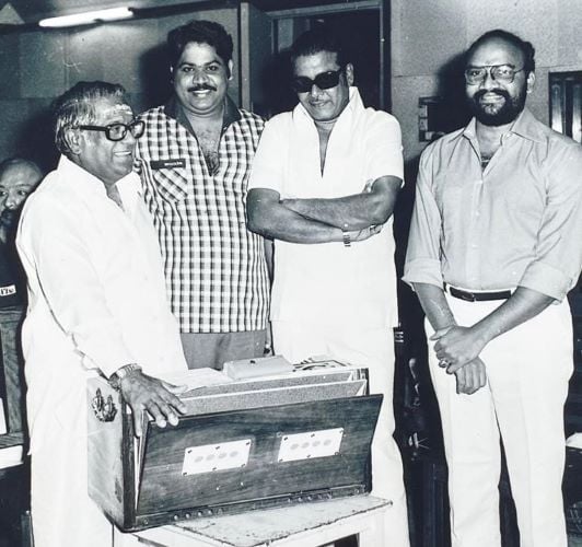 P Vasu with C. V. Sridhar (second from the right)