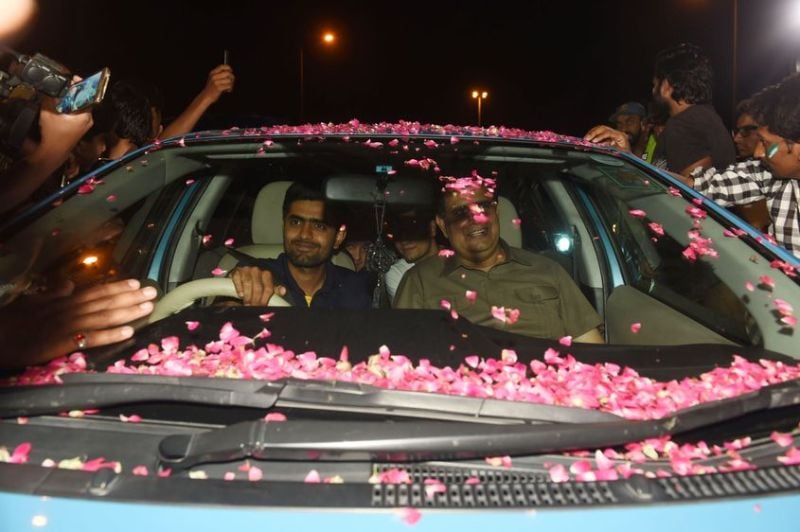 Pakstani fans celeberating ICC Champions Trophy by showering petals on Babar Azam
