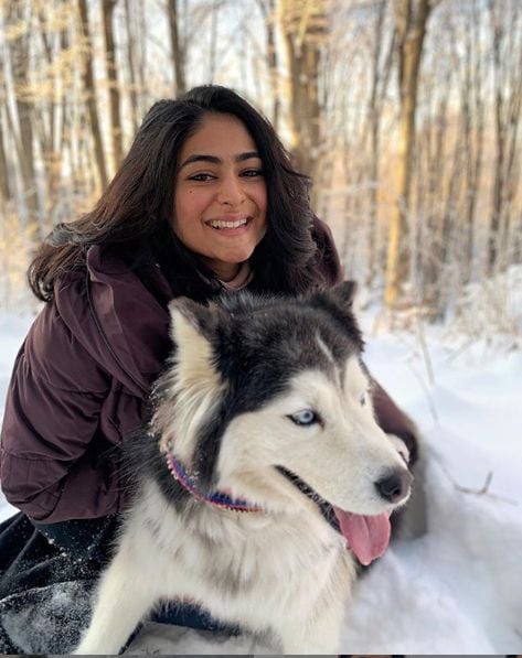 Palak Lalwani with her pet dog