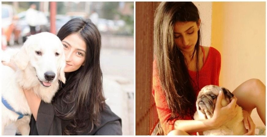 Palak Tiwari with a dog