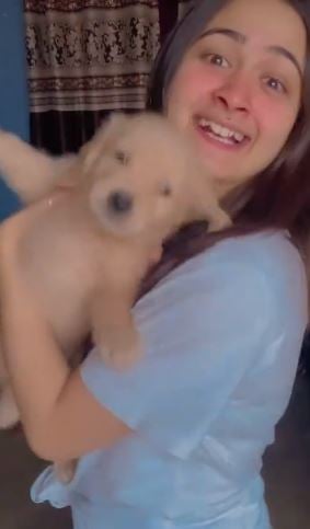 Pallavi Dey with her pet dog