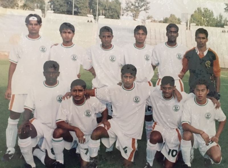 Pappachen Pradeep (first row, extreme left) with the Indian Under-19 football team