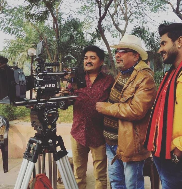 Pappu Khanna on the set of a film