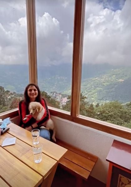 Pari with her pet dog, Gigi