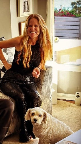 Patsy Palmer with her pet dog