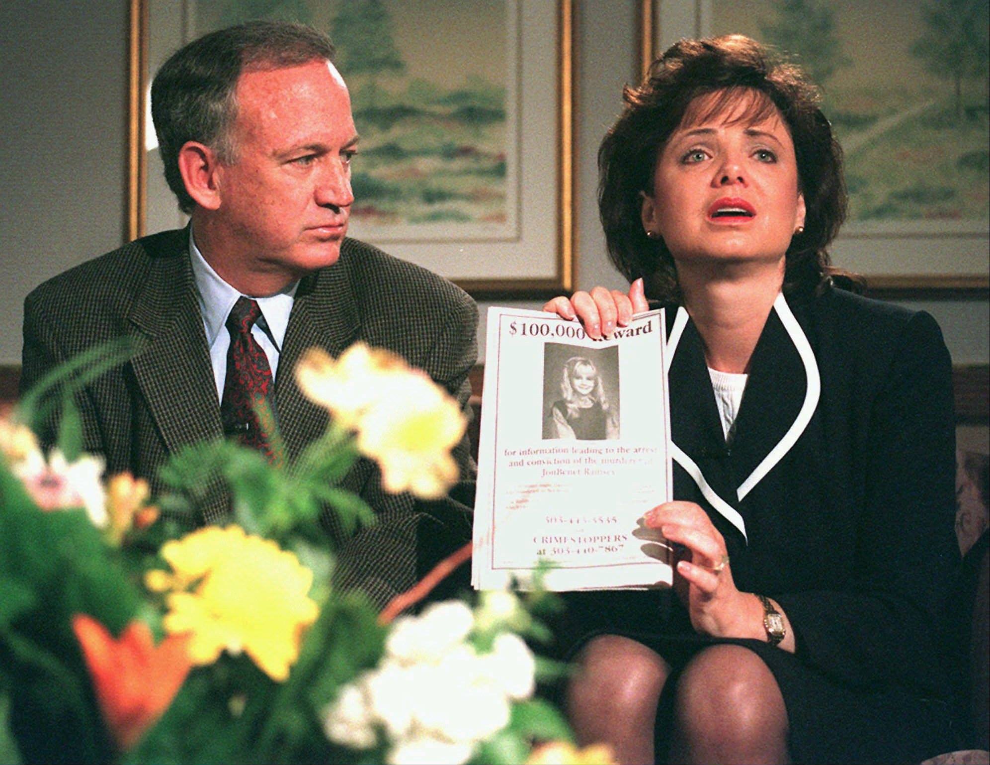 Patsy Ramsey with her husband, John Bennett Ramsey, during an interview about her daughter, JonBenet Ramsey