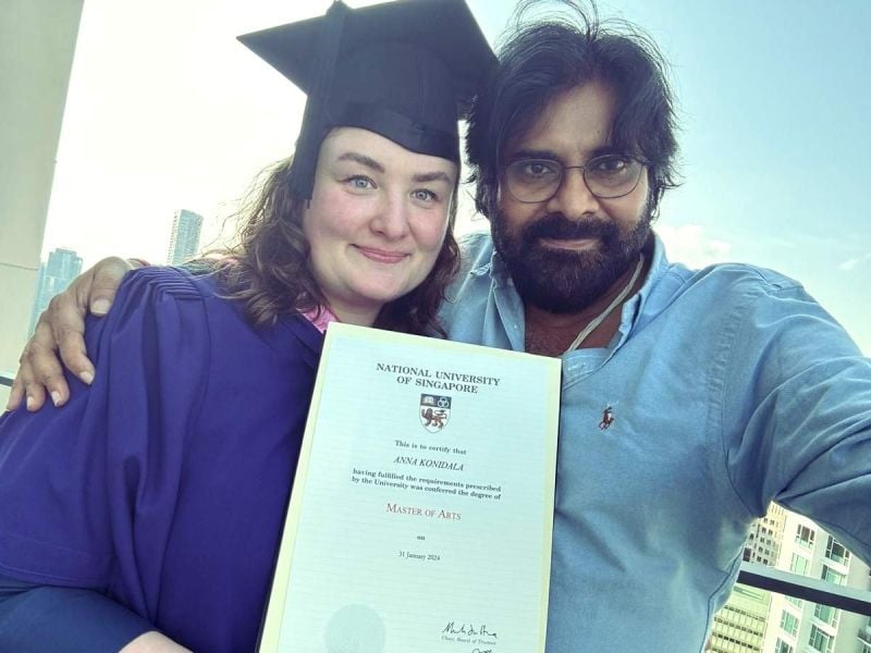 Pawan Kalyan with Anna Lezhneva at her graduation ceremony in Singapore
