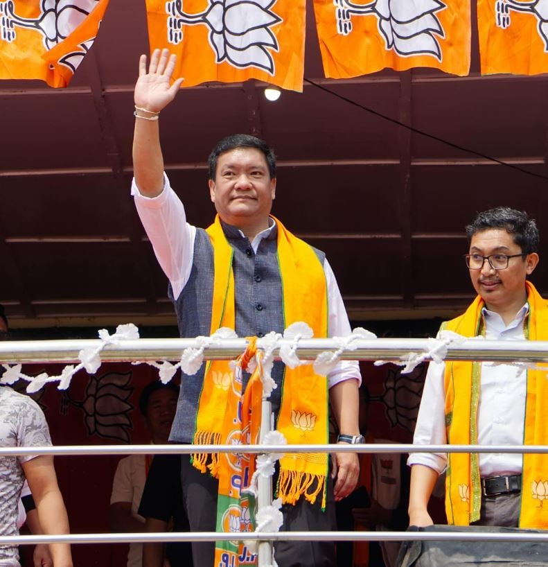 Pema Khandu during a meeting of the Bharatiya Janata Party