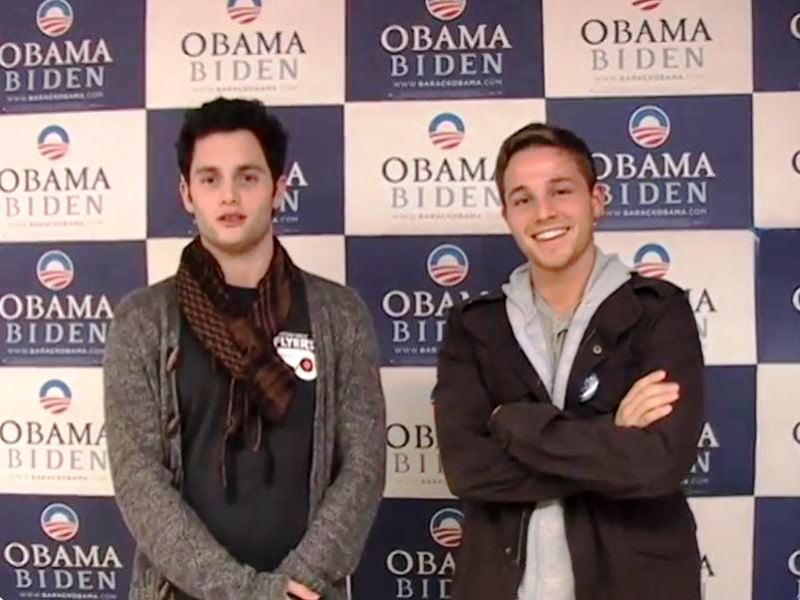 Penn Badgley, along with actor Shawn Pyfrom, expressed his support for Barack Obama during the 2008 U.S. presidential elections