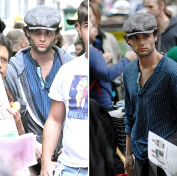 Penn Badgley at the Occupy Wall Street protest, held in Zuccotti Park, New York City, on 3 October 2011