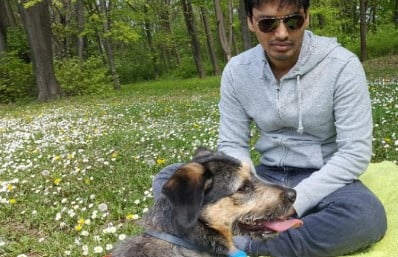 Pentala Harikrishna with his pet dog
