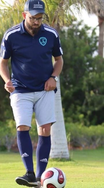 Petar Grishev playing footgolf