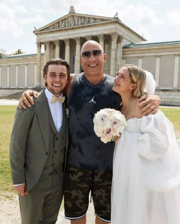 Photo of Matthias Hohn, Vin Diesel, and Lejla Hohn during the wedding