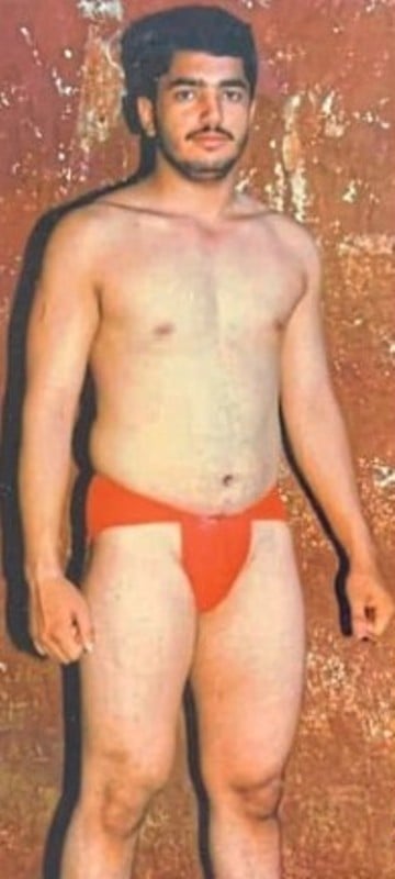 Photo of Murlidhar Mohol during his early days of wrestling
