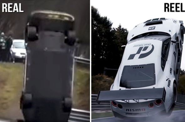 Photos showing the 2015 Nürburgring accident in real and in the Gran Turismo film