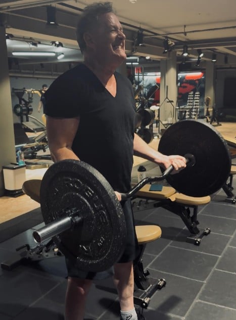 Piers Morgan while working out in a gym