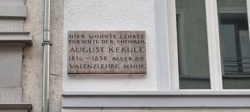 Plaque in Heidelberg commemorating August Kekule who lived there