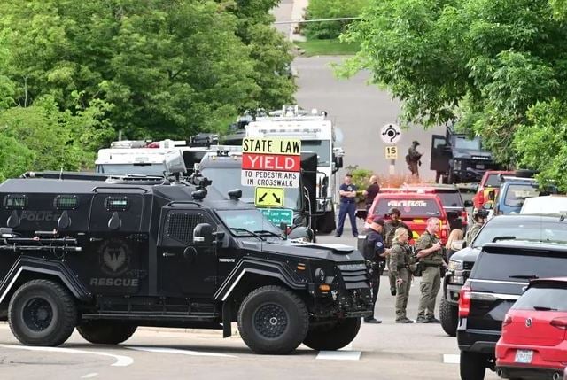 Police checking the attack site