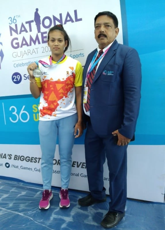 Popy Hazarika after winning silver at 36th National Games