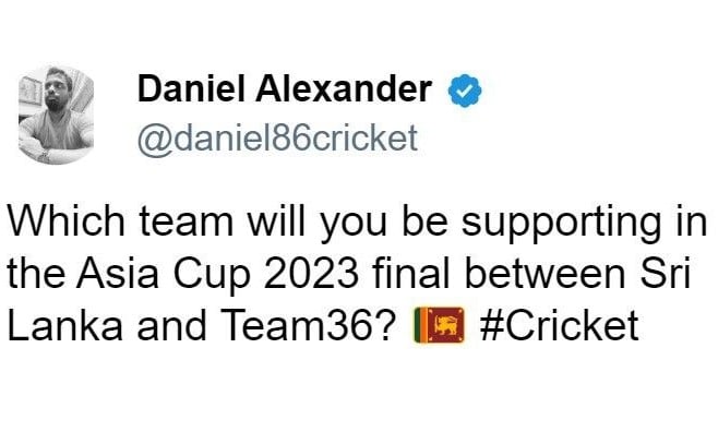 Post by Daniel Alexander referring to the Indian cricket team as 