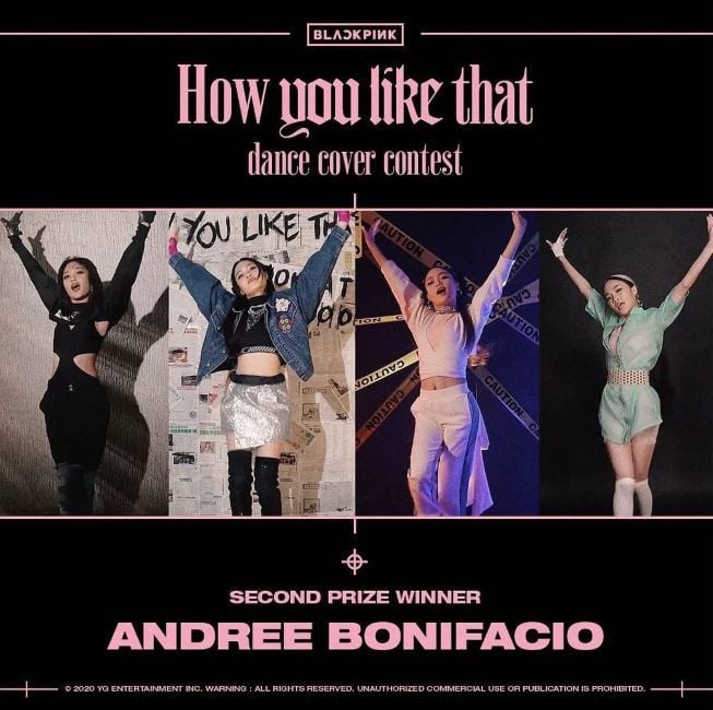 Poster declaring AC Bonifacio as the second prize winner of Blackpink