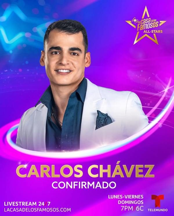 Poster of Carlos Chavez of the show La casa de los famosos