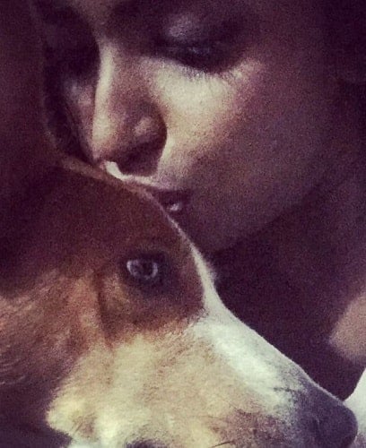 Poulomi Das with her pet dog