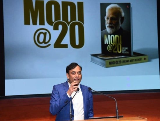 Pradeep Gupta during the promotion of his book Modi@20