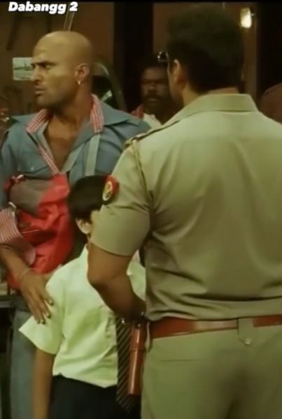 Pradeep Kabra (left) in a still from the Hindi film titled 