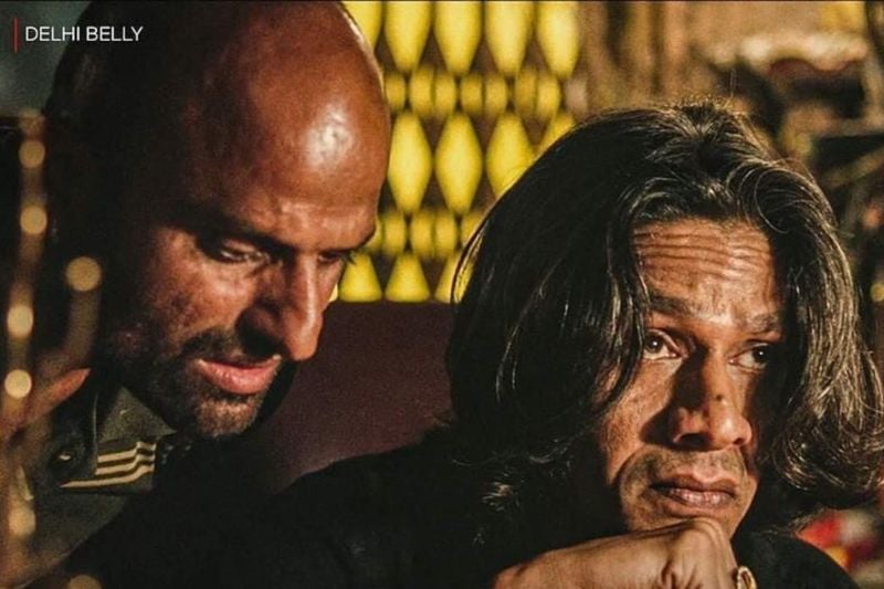 Pradeep Kabra (left) in a still from the Hindi film titled 