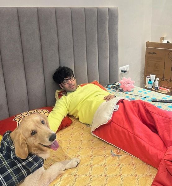 Prajesh Bhatia with his pet dog