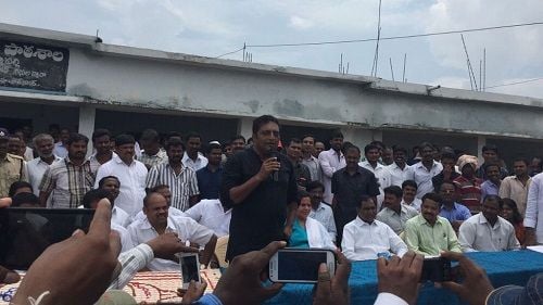 Prakash Raj with the villagers of Kondareddypally