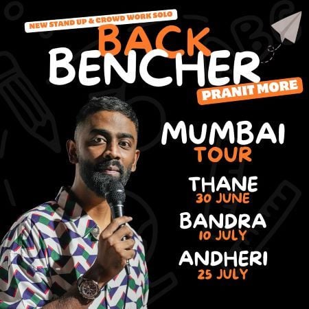 Pranit More on the poster of his solo show Back Bencher